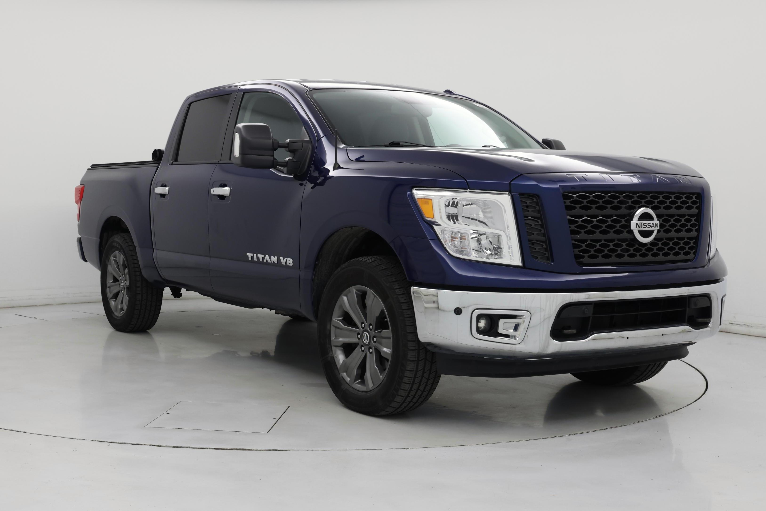 Blue 2018 Nissan Titan Pickup Truck Four-Wheel Drive Automatic