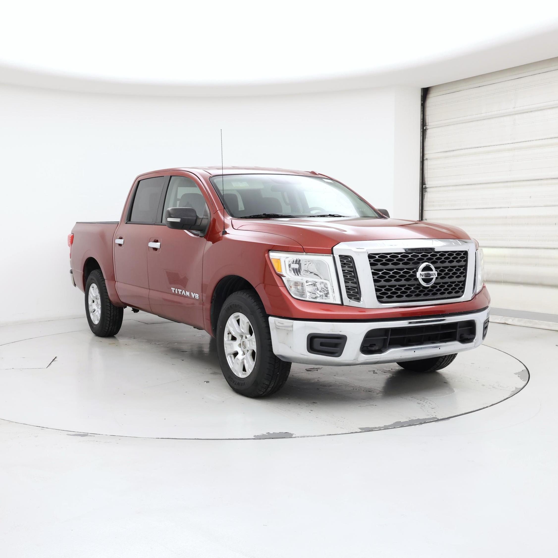 Red 2018 Nissan Titan Pickup Truck Four-Wheel Drive Automatic