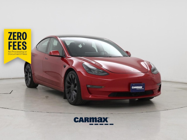 Red 2021 Tesla Model 3 Sedan All-Wheel Drive Automatic