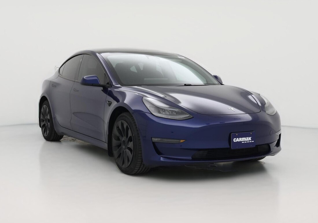 2021 Tesla Model 3 Long Range All-Wheel Drive in Blue — CarMax photo