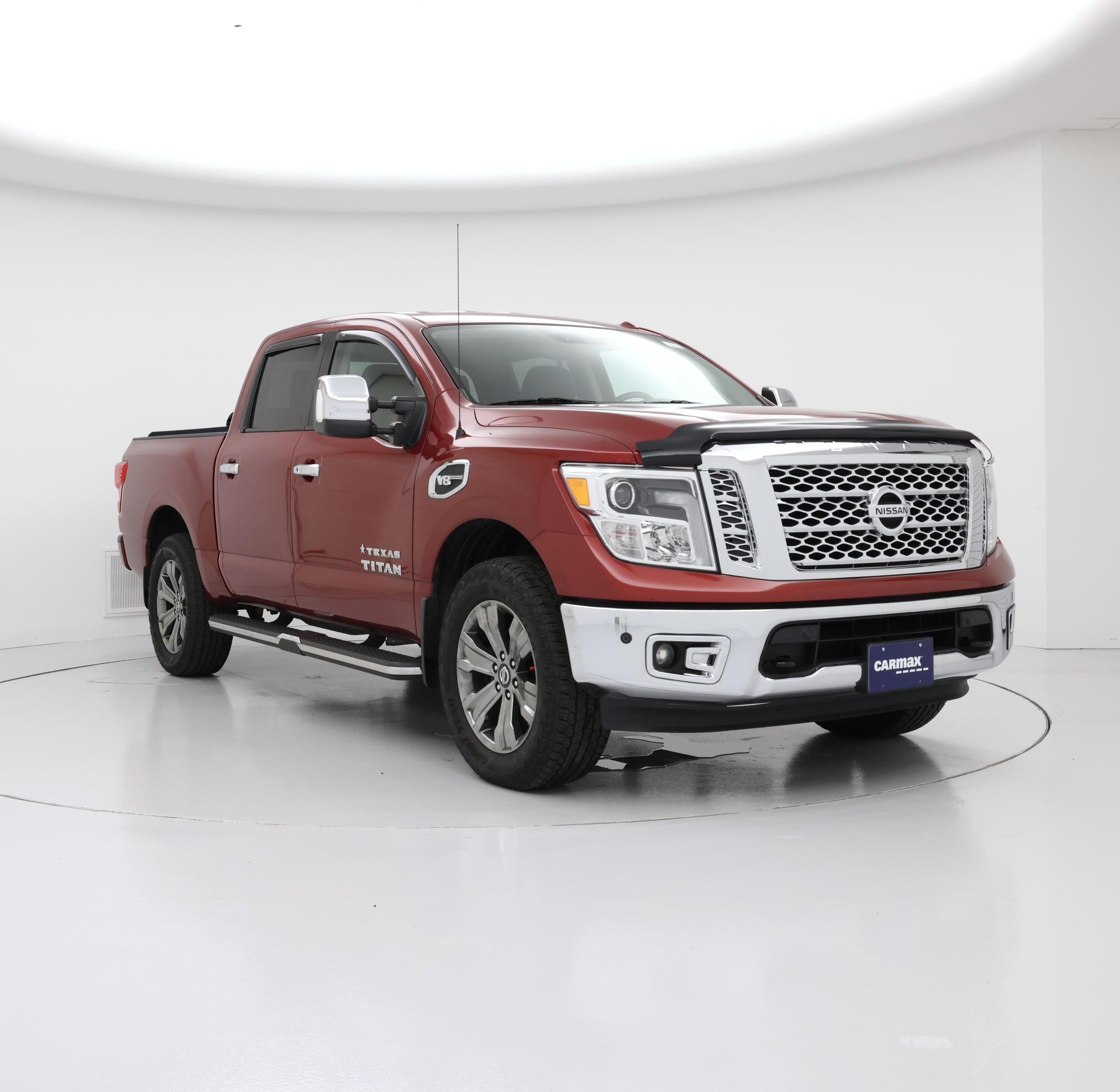 Red 2017 Nissan Titan SL Crew Cab 4WD Pickup Truck Four-Wheel Drive Automatic