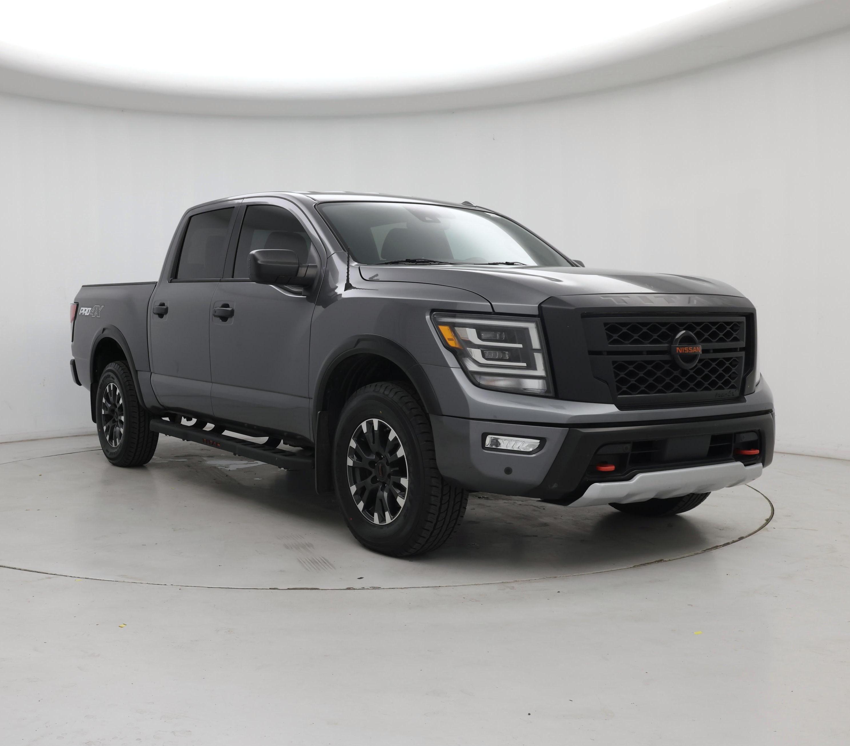 Gray 2021 Nissan Titan Pickup Truck Four-Wheel Drive Automatic