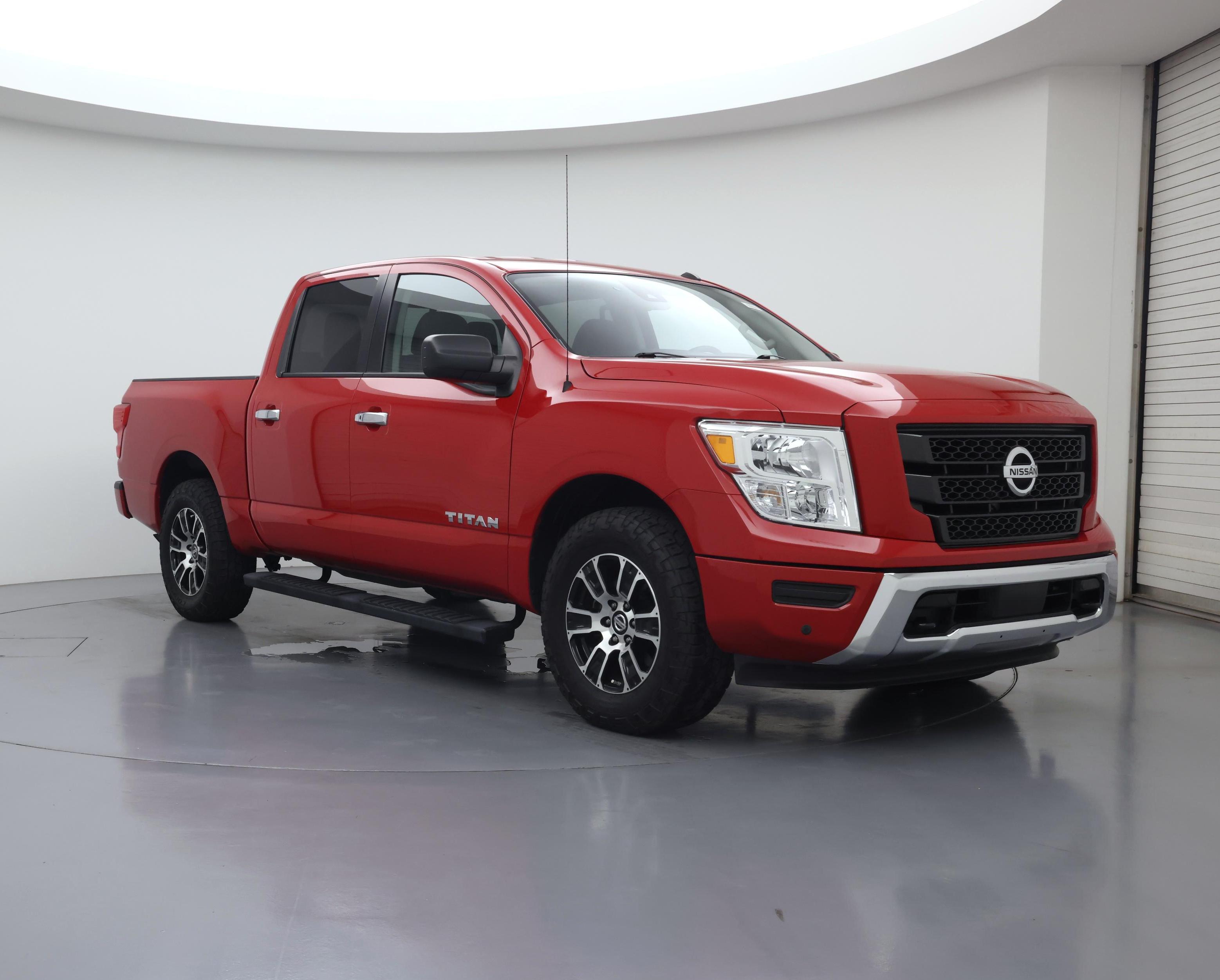 Red 2021 Nissan Titan SV Crew Cab 4WD Pickup Truck Four-Wheel Drive Automatic