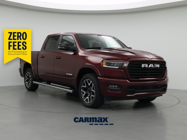 Red (Burgundy) 2025 RAM 1500 Laramie Crew Cab 4WD Pickup Truck Four-Wheel Drive Automatic