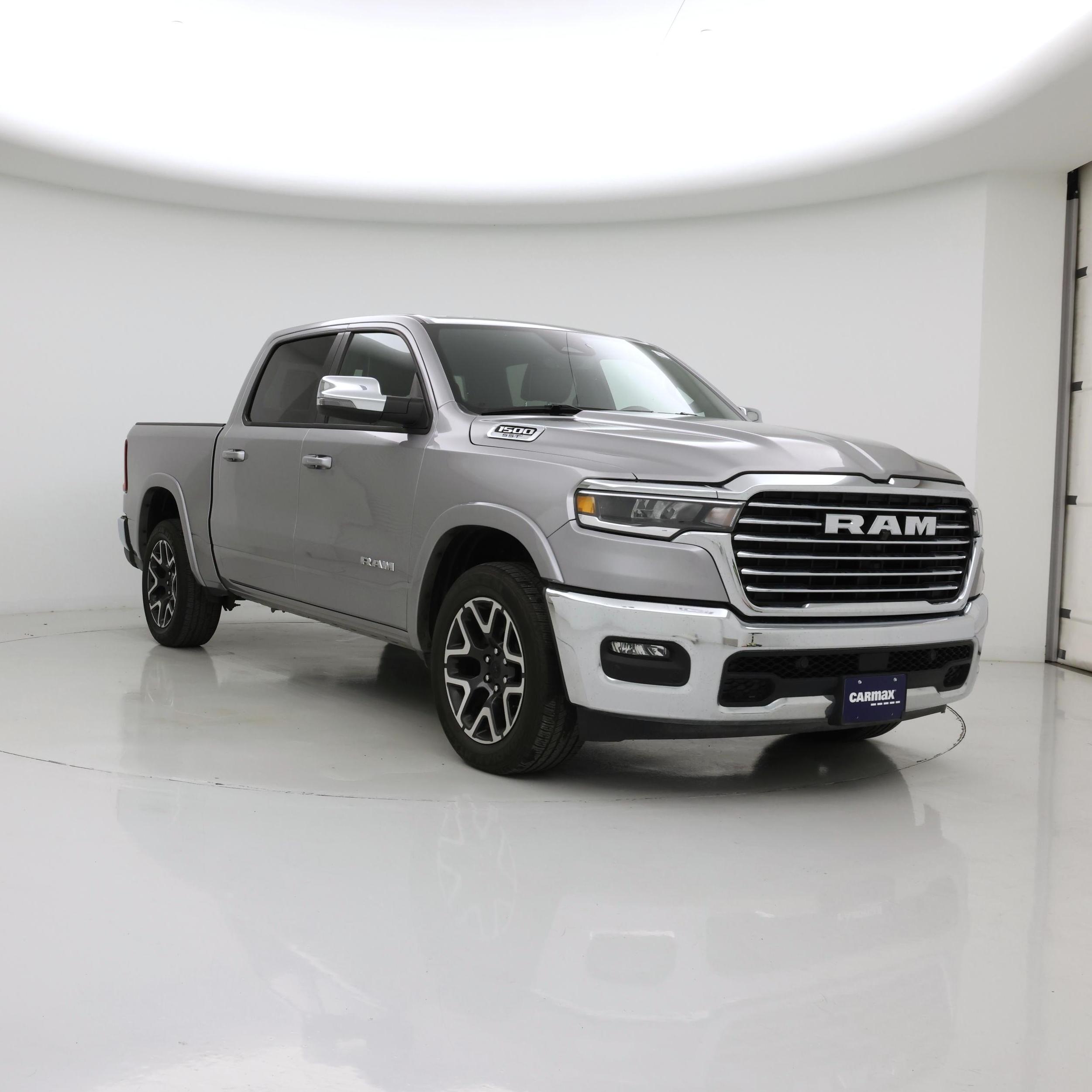 Silver 2025 RAM 1500 Laramie Crew Cab 4WD Pickup Truck Four-Wheel Drive Automatic