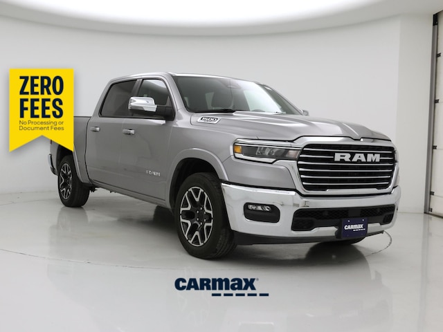 Silver 2025 RAM 1500 Laramie Crew Cab 4WD Pickup Truck Four-Wheel Drive Automatic