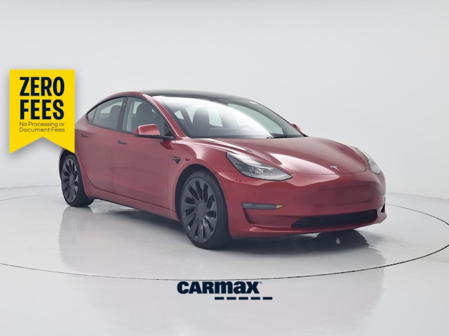 Red 2023 Tesla Model 3 Sedan All-Wheel Drive Automatic
