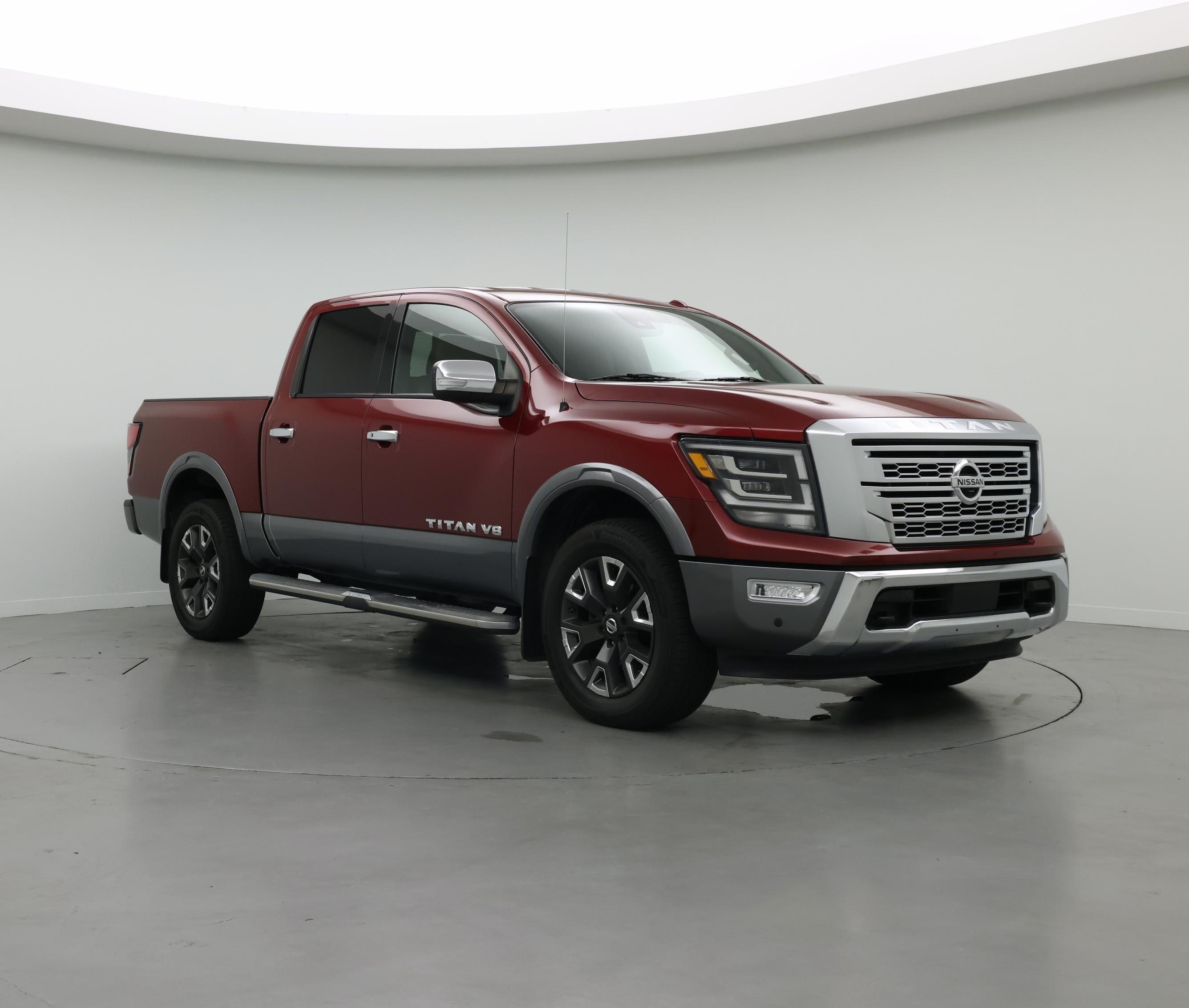 Red 2020 Nissan Titan Pickup Truck Four-Wheel Drive Automatic