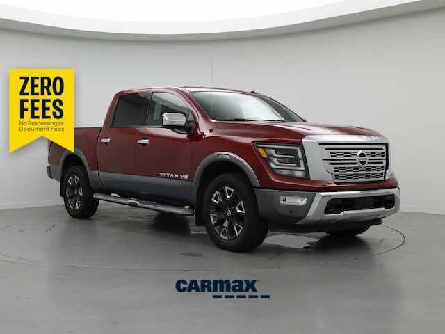 Red 2020 Nissan Titan Pickup Truck Four-Wheel Drive Automatic