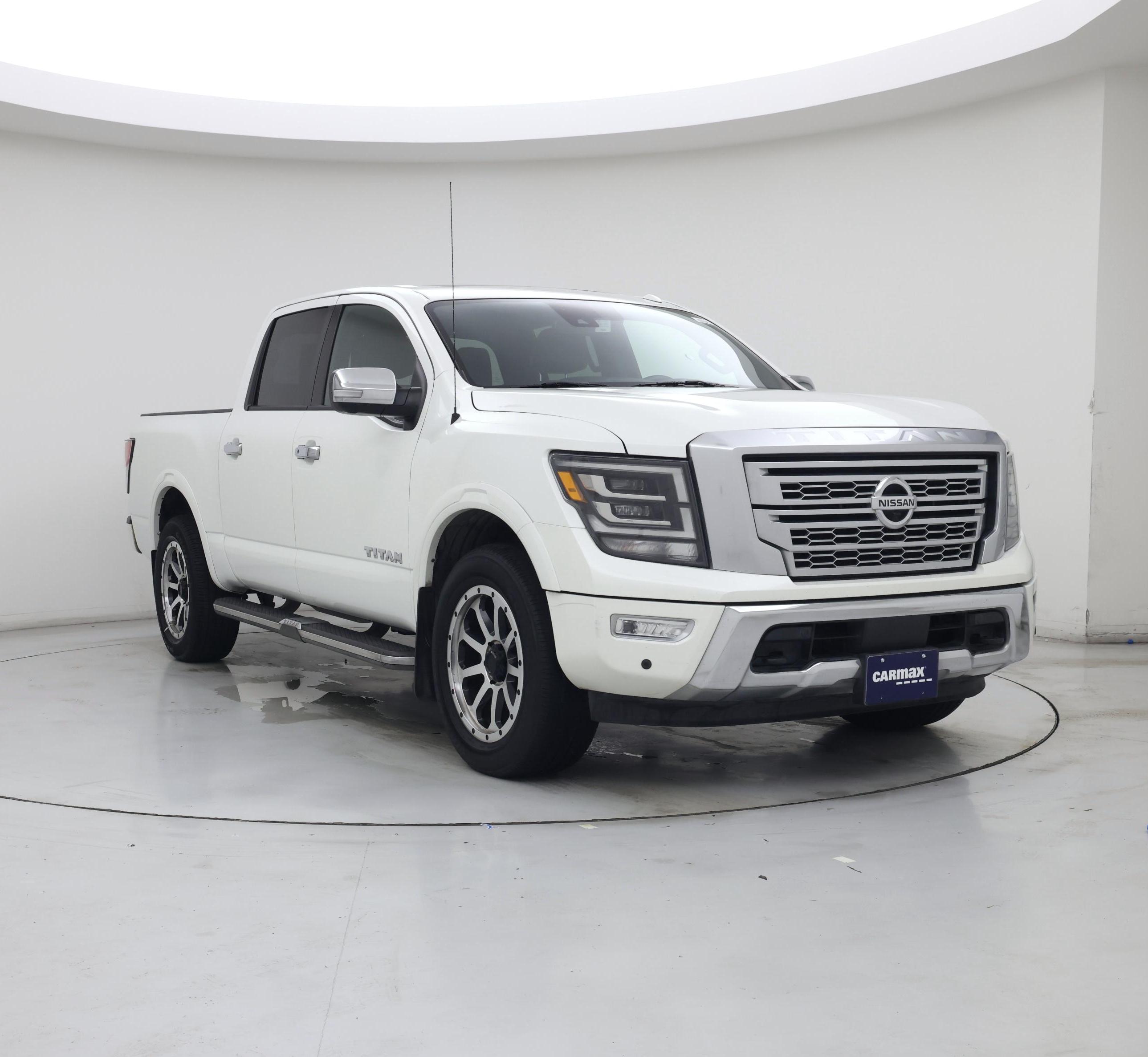 White 2021 Nissan Titan Pickup Truck Four-Wheel Drive Automatic