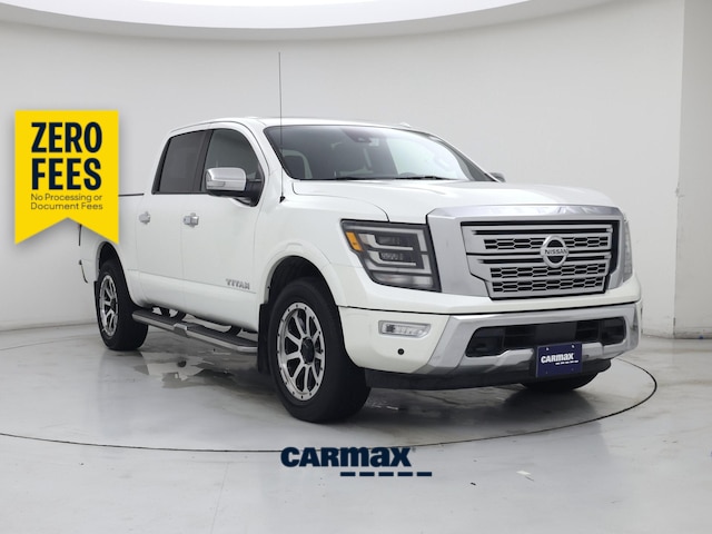 White 2021 Nissan Titan Pickup Truck Four-Wheel Drive Automatic