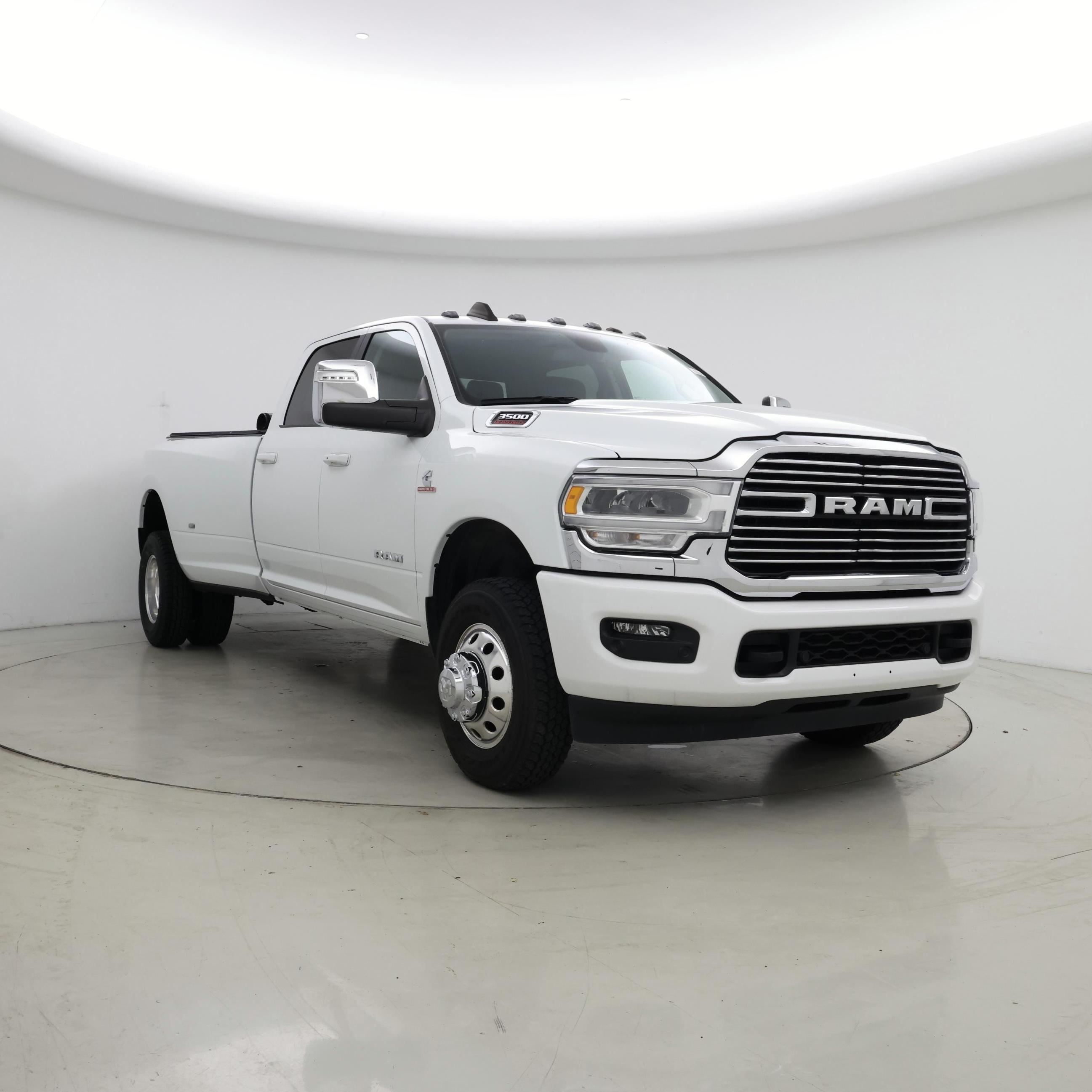 White 2024 RAM 3500 Laramie Crew Cab LB DRW 4WD Pickup Truck Four-Wheel Drive Automatic