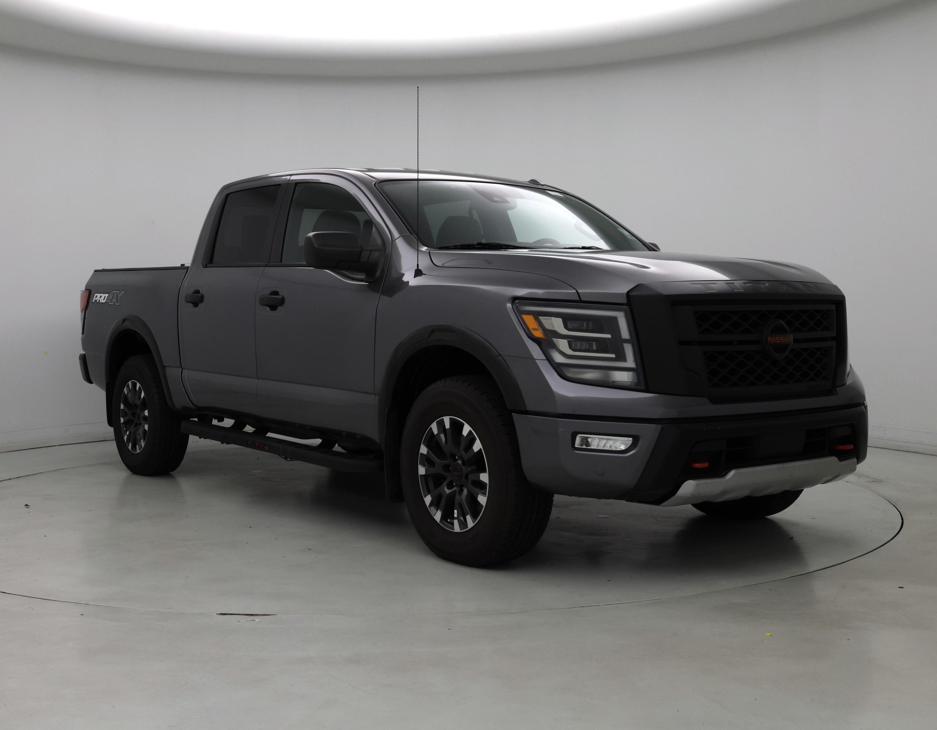 Gray 2021 Nissan Titan Pickup Truck Four-Wheel Drive Automatic