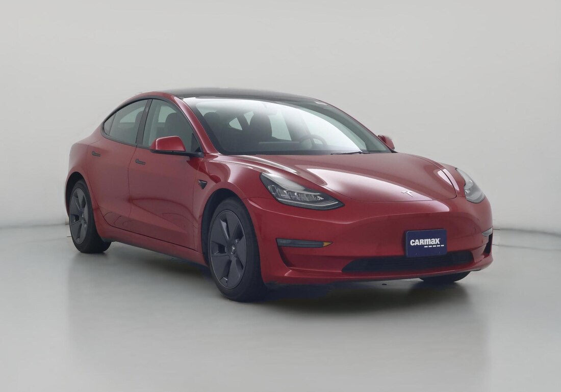 2022 Tesla Model 3 Long Range All-Wheel Drive in Red — CarMax photo