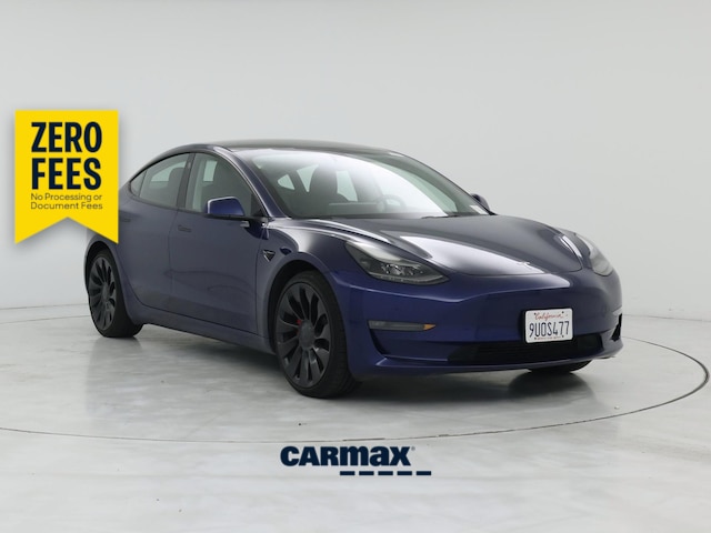 Blue 2022 Tesla Model 3 Performance AWD Sedan All-Wheel Drive Automatic