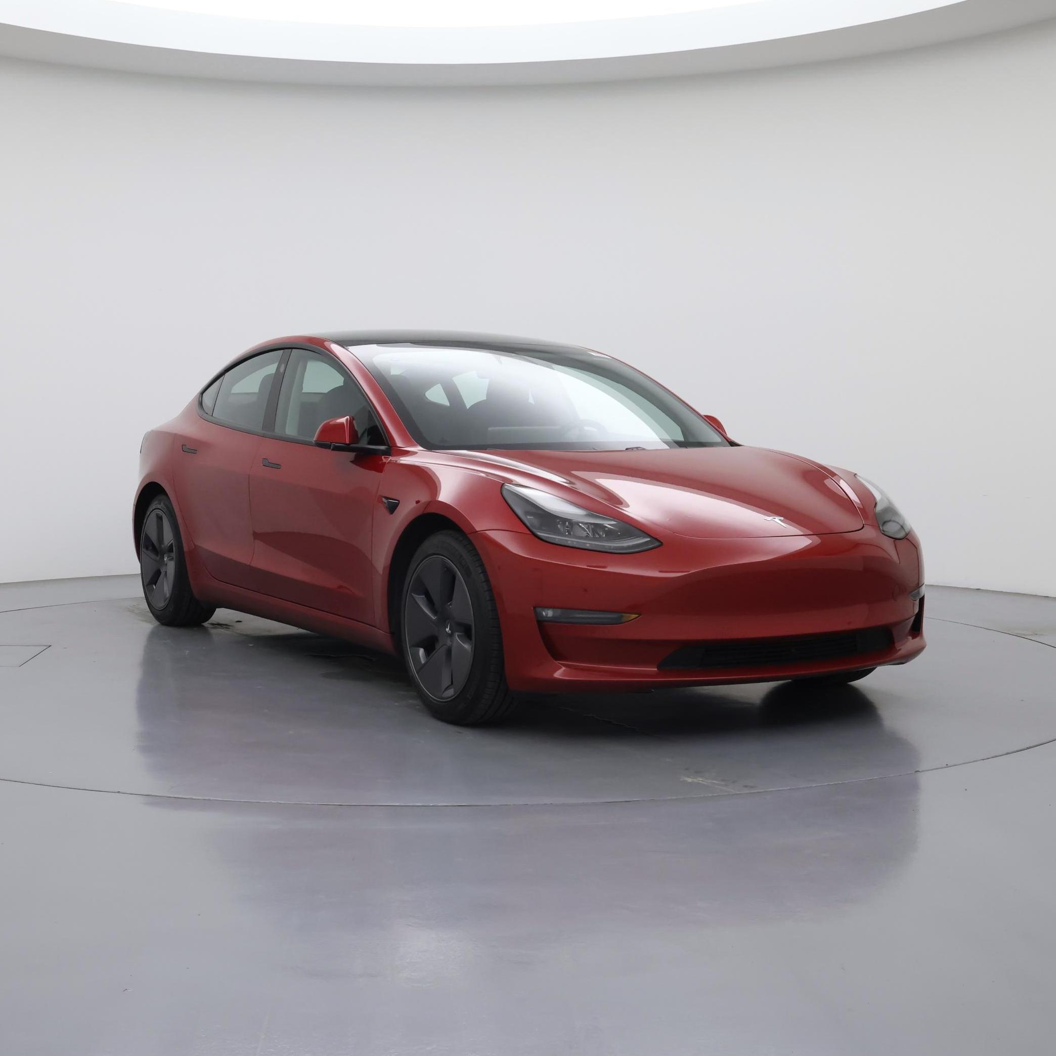 Red 2021 Tesla Model 3 Sedan All-Wheel Drive Automatic