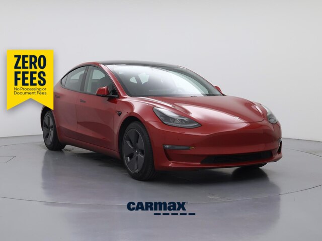 Red 2021 Tesla Model 3 Sedan All-Wheel Drive Automatic