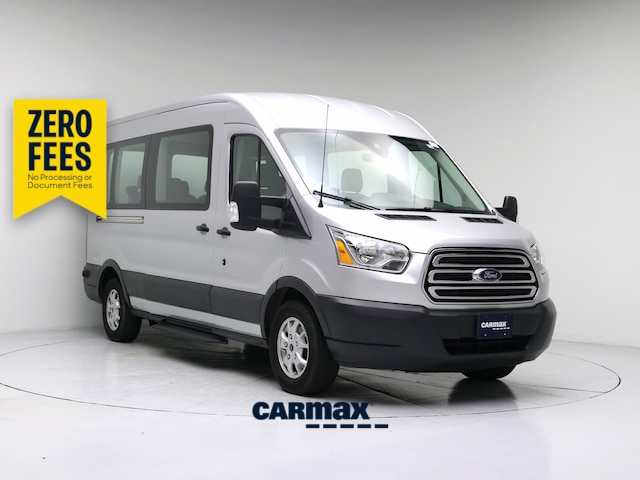 Gray 2015 Ford Transit Passenger 350 XLT Medium Roof LWB RWD with Sliding Passenger-Side Door Van Rear-Wheel Drive Automatic