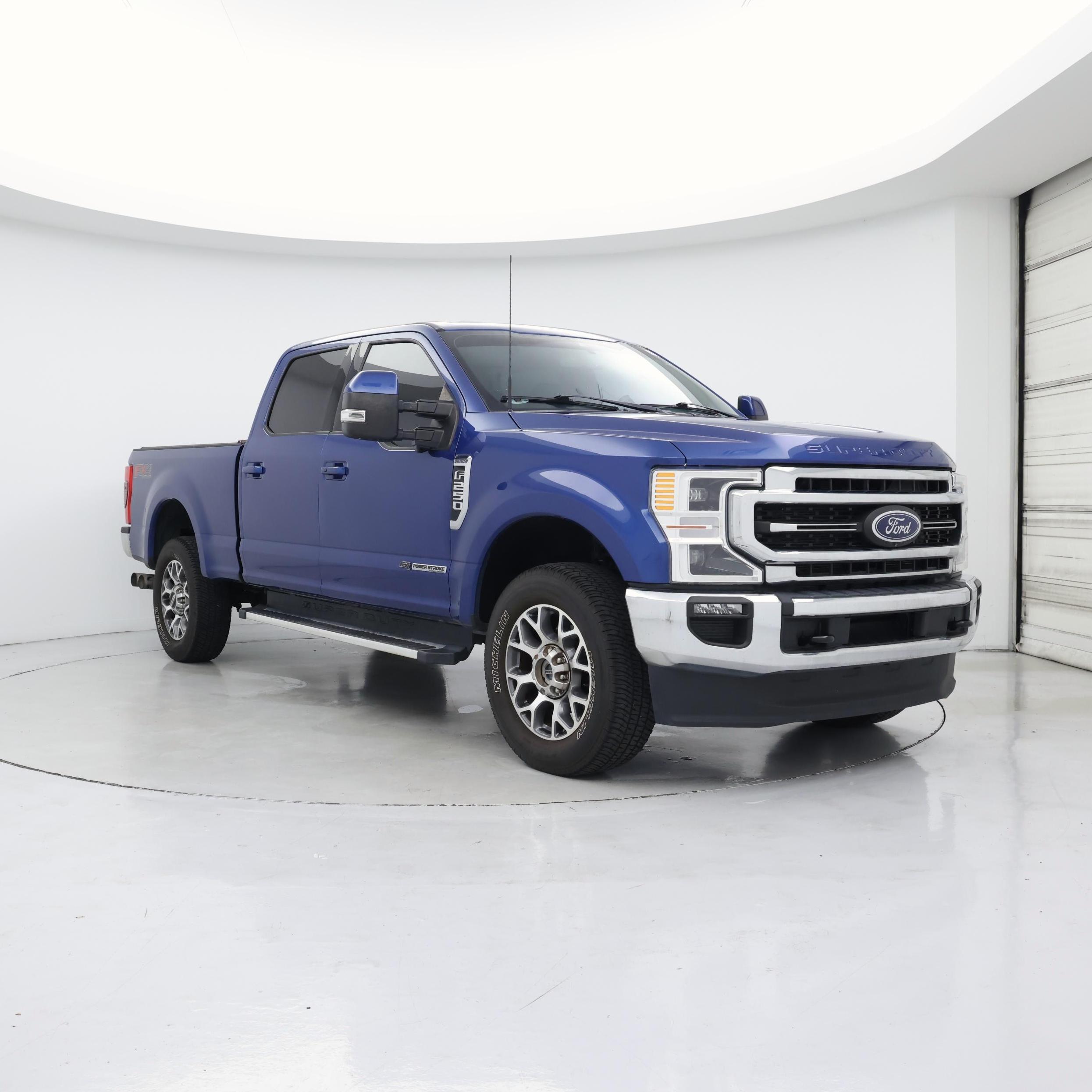 Blue 2022 Ford F-250 Super Duty Pickup Truck Four-Wheel Drive Automatic