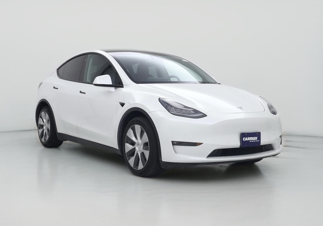 2021 Tesla Model Y Long Range All-Wheel Drive in White — CarMax photo