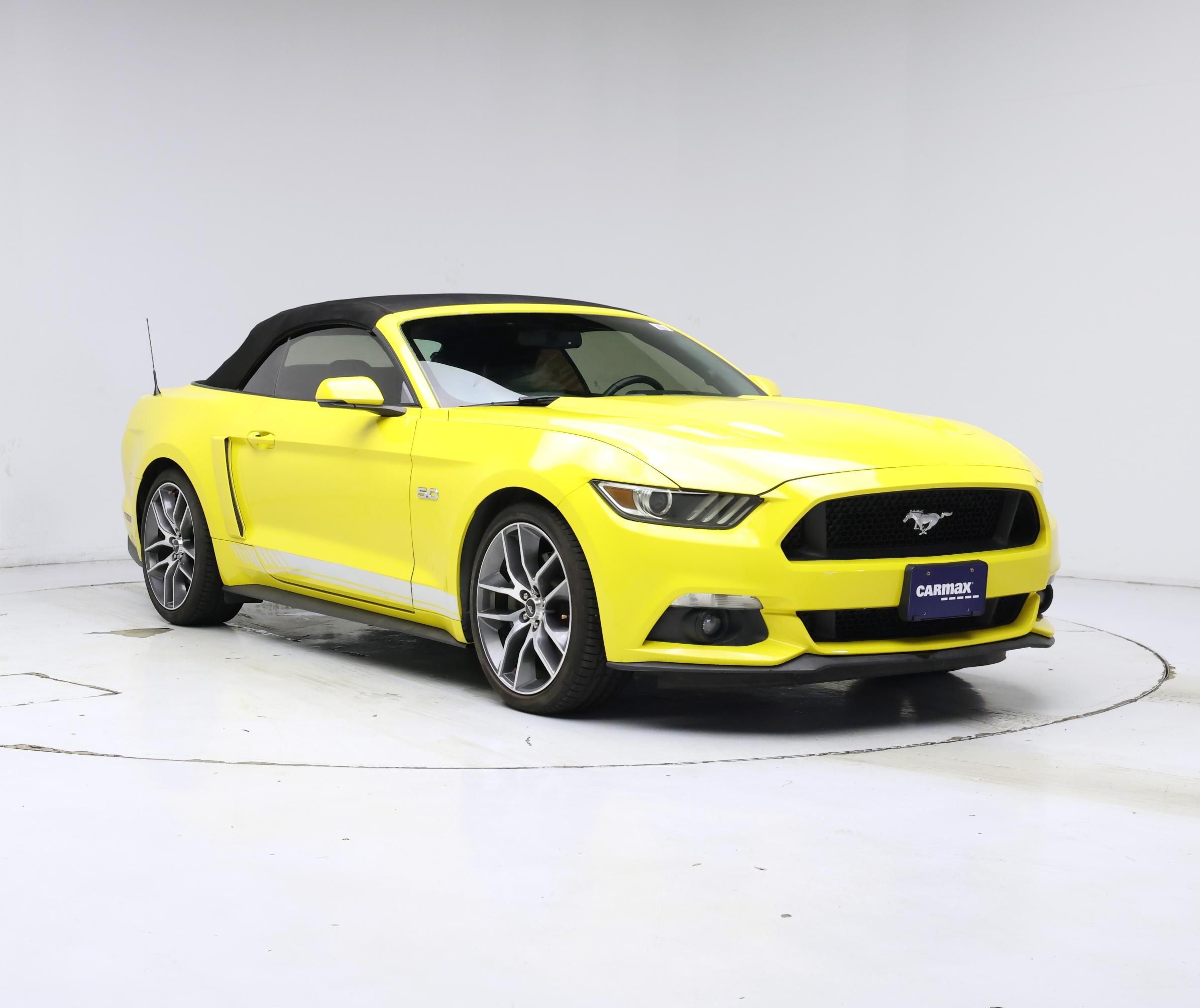 Yellow 2015 Ford Mustang Convertible Rear-Wheel Drive Manual