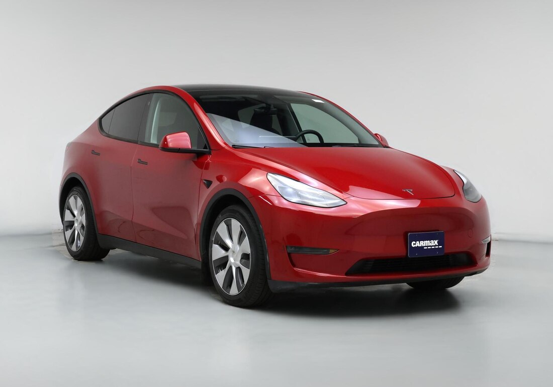 2023 Tesla Model Y Long Range All-Wheel Drive in Red — CarMax photo