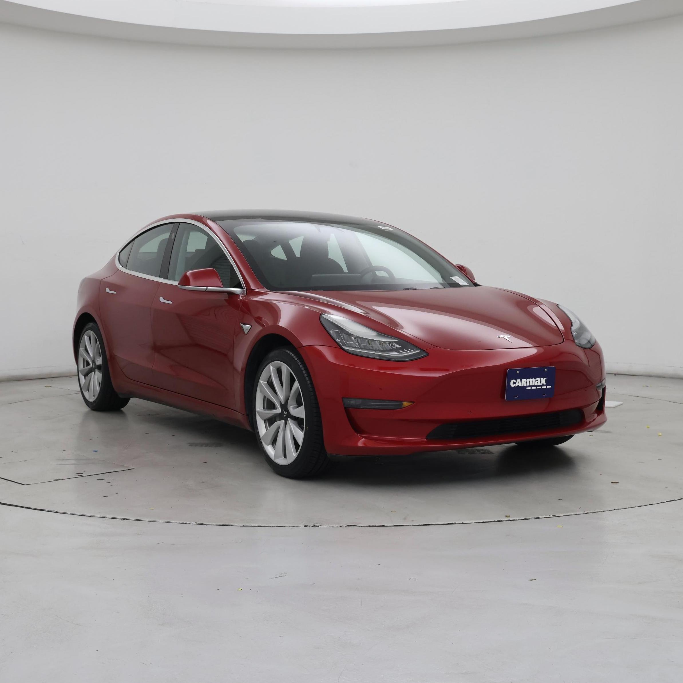 Red 2019 Tesla Model 3 Sedan Rear-Wheel Drive Automatic