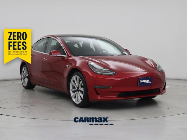 Red 2019 Tesla Model 3 Sedan Rear-Wheel Drive Automatic