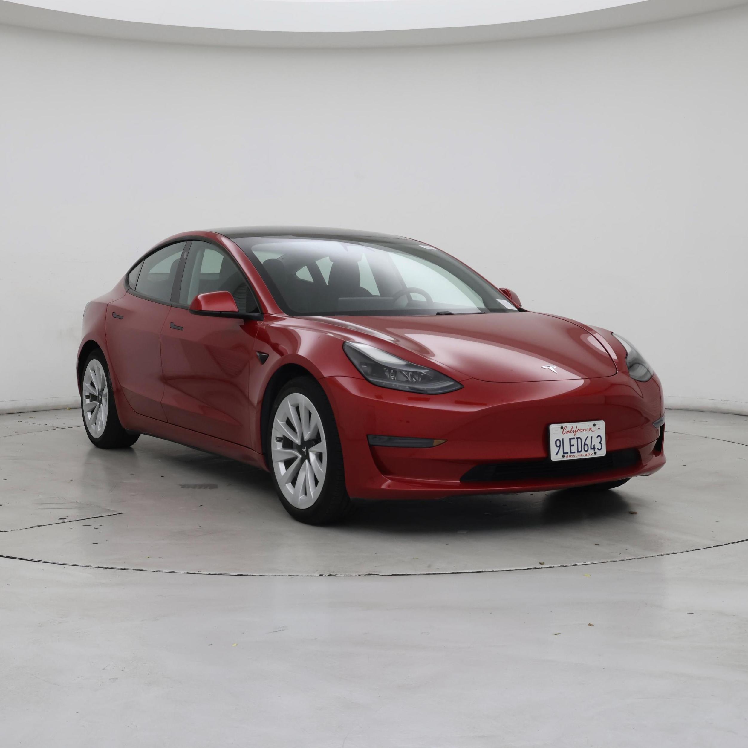 Red 2021 Tesla Model 3 Sedan Rear-Wheel Drive Automatic