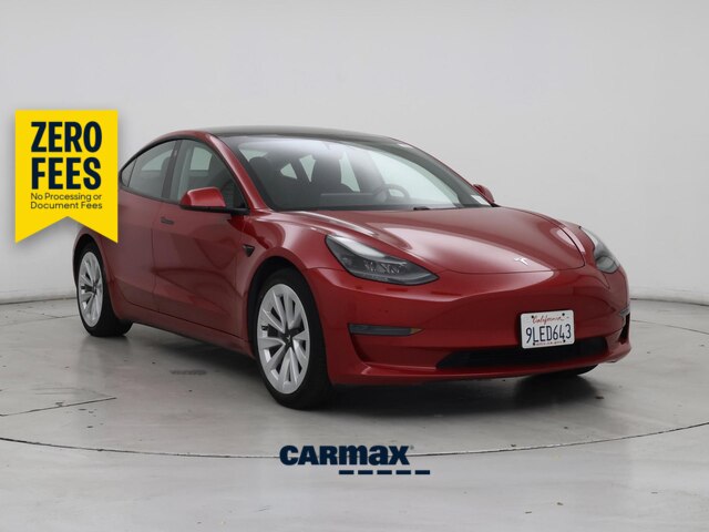 Red 2021 Tesla Model 3 Sedan Rear-Wheel Drive Automatic