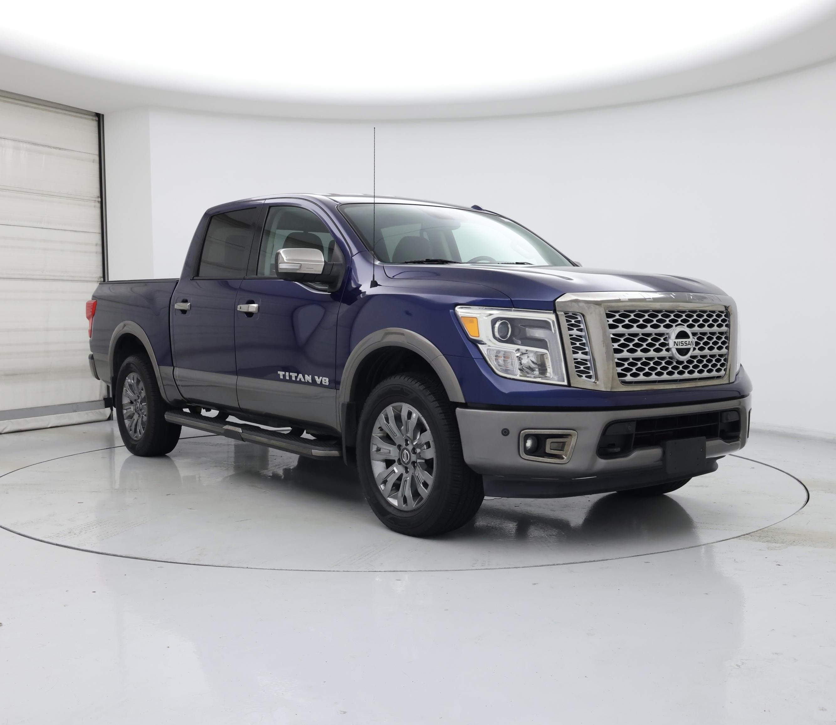Blue 2018 Nissan Titan Pickup Truck Four-Wheel Drive Automatic