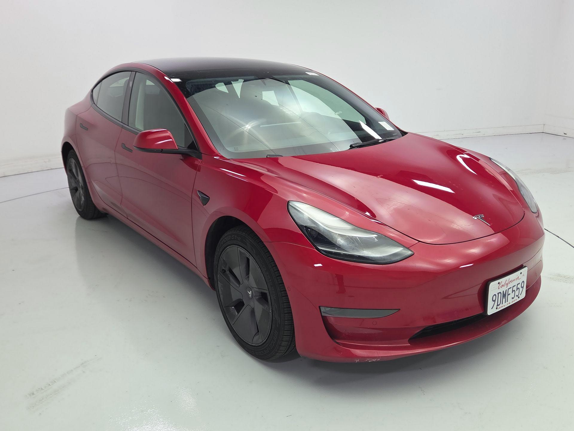 Red 2022 Tesla Model 3 Sedan Rear-Wheel Drive Automatic