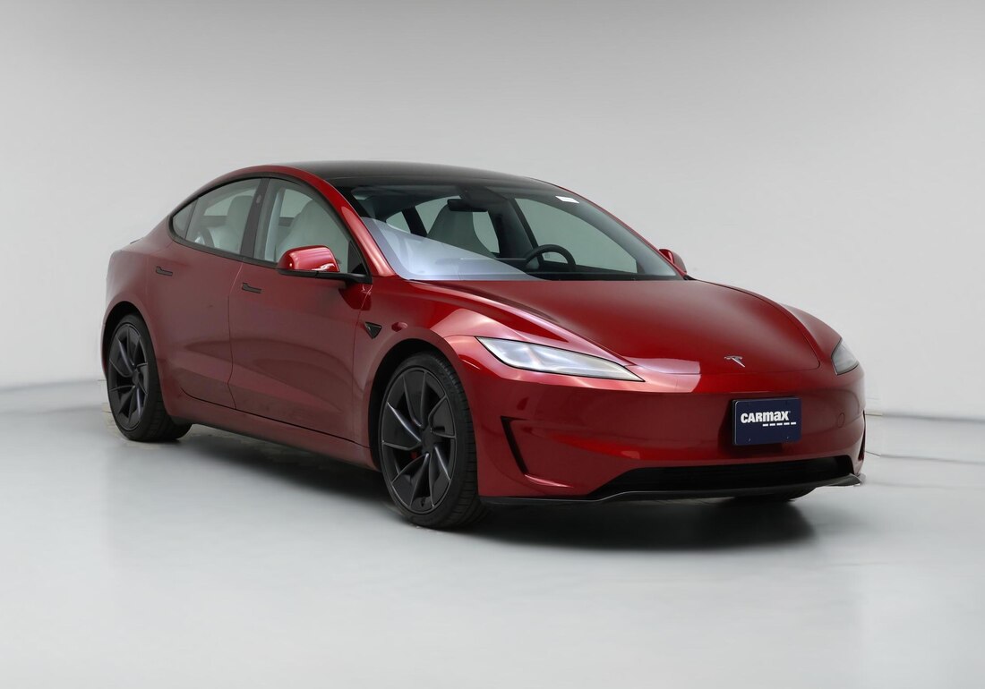 2025 Tesla Model 3 Performance All-Wheel Drive in Red — CarMax photo