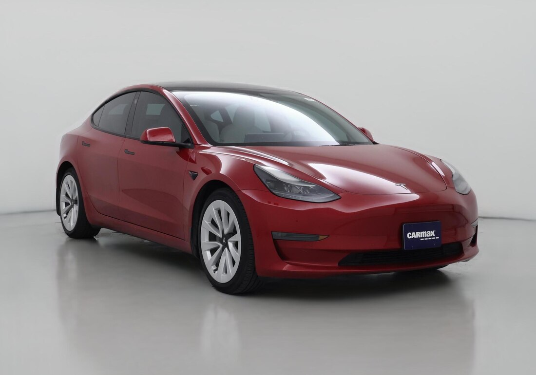 2022 Tesla Model 3 Long Range All-Wheel Drive in Red — CarMax photo