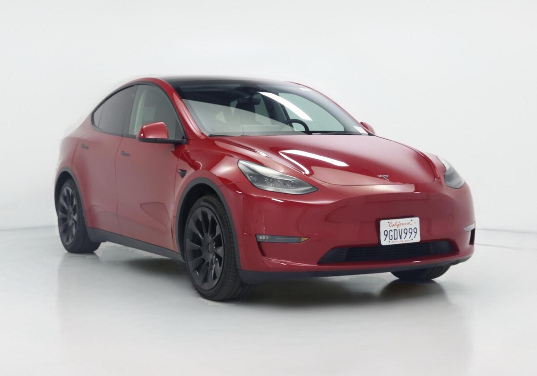 2023 Tesla Model Y Long Range All-Wheel Drive in Red — CarMax photo