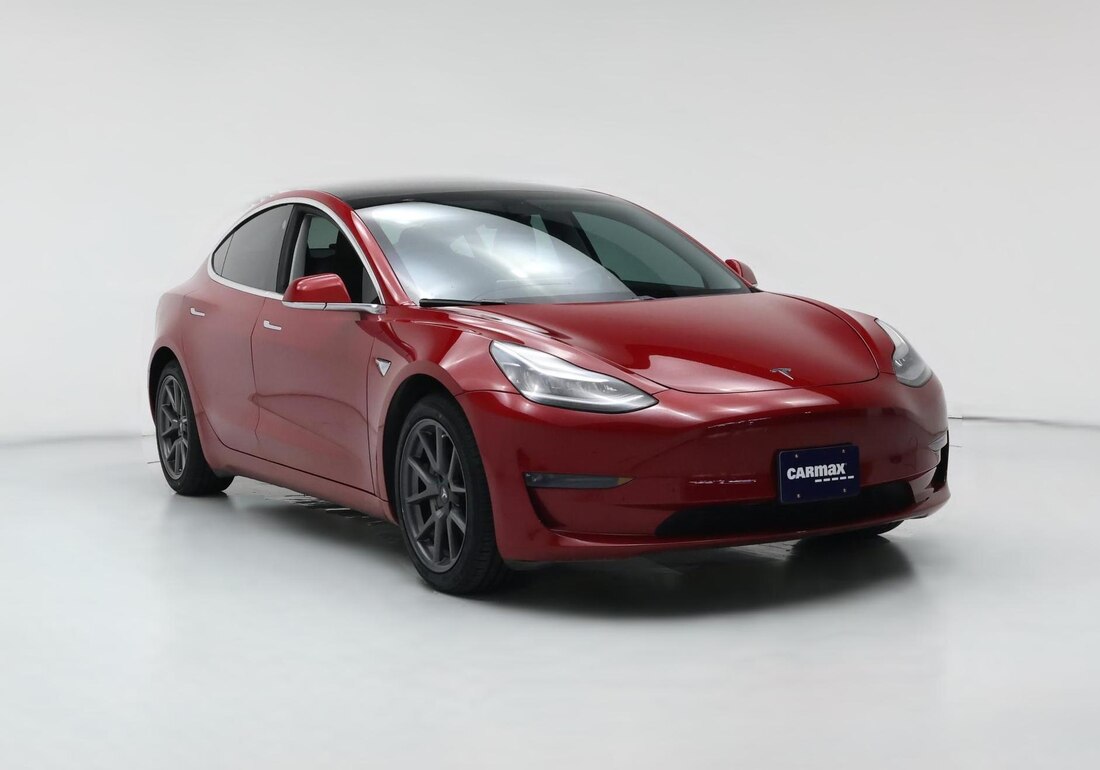 2020 Tesla Model 3 Long Range All-Wheel Drive in Red — CarMax photo