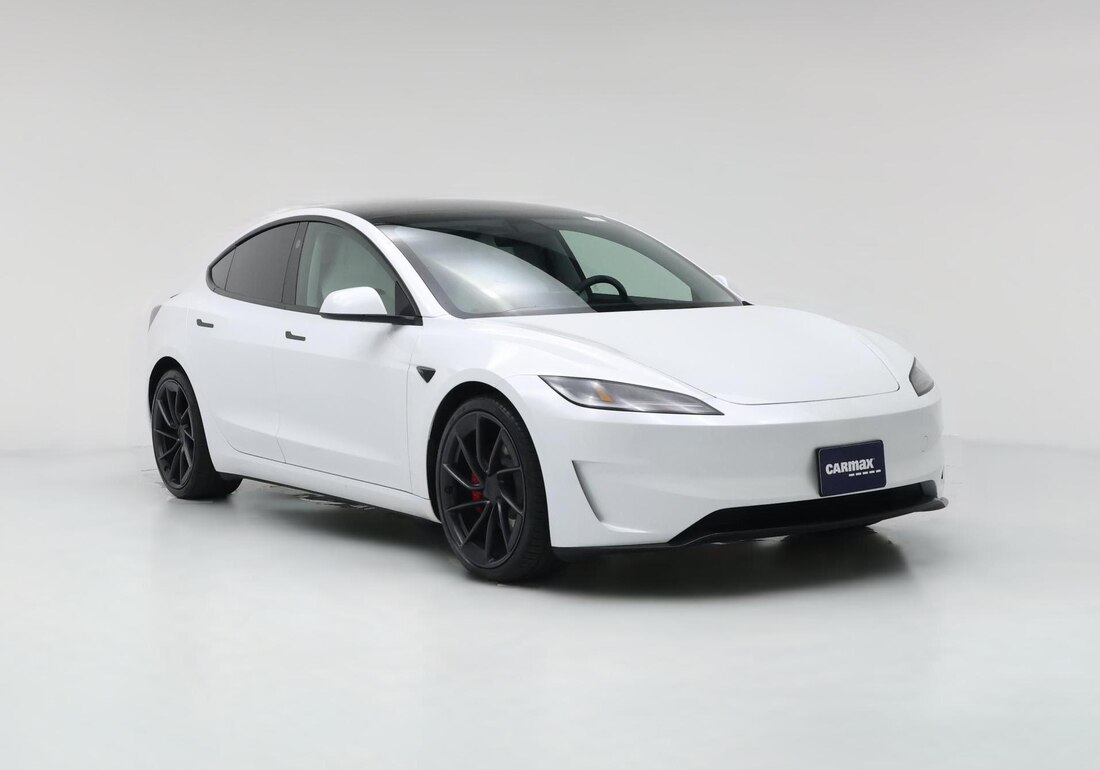 2025 Tesla Model 3 Performance All-Wheel Drive in White — CarMax photo