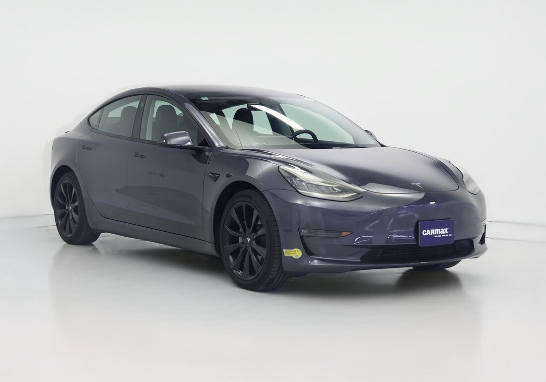 2022 Tesla Model 3 Long Range All-Wheel Drive in Gray — CarMax photo